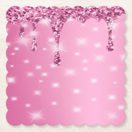 Elegant het rosa glitterdropp underlägg papper