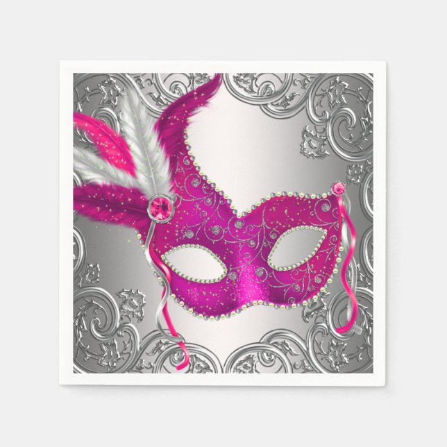 Elegant het rosa maskeradfest pappersservett (Framsidan)