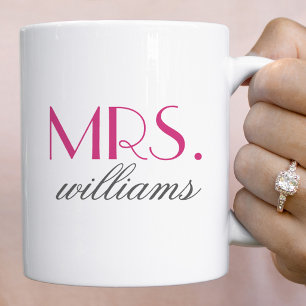 Elegant het rosa Mrs bröllopsmonogram Kaffemugg