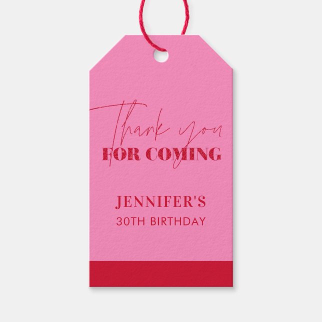 Elegant het rosa röd glitter födelsedags tack kort (Framsidan)