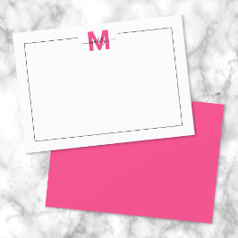 Elegant het rosa scriptmonogram anteckningskort