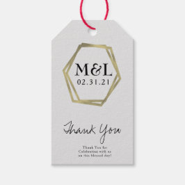 Elegant Hexagon Guld Icon Bröllop Tack Presentetikett