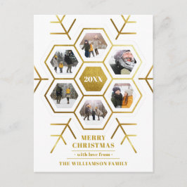 Elegant Hexagon Snowflake jul - multifoto Vykort