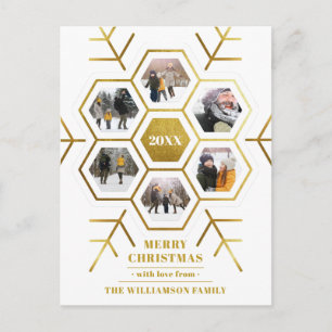 Elegant Hexagon Snowflake jul - multifoto Vykort