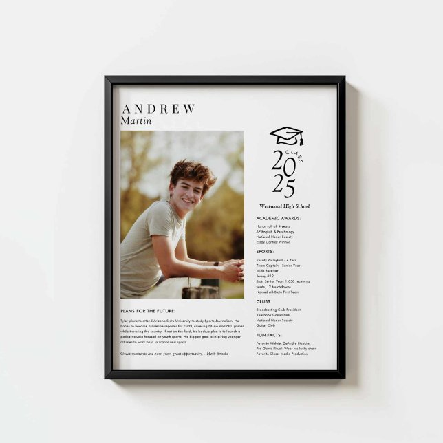 Elegant High School Photo Student Gift Poster (High School Senior Gift Idea )