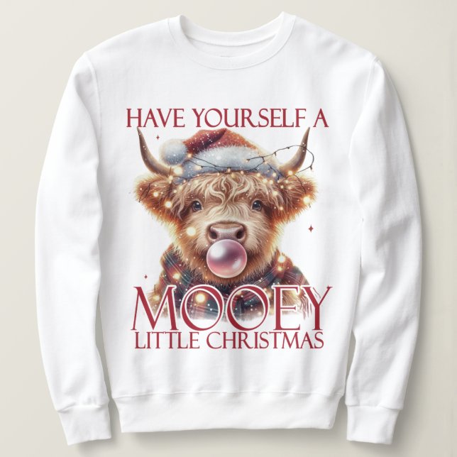 Elegant Highland Cow, God jul T Shirt (Design framsida)
