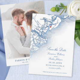 Elegant Hilton Head SC Karta Lodrät Bröllop Spara Datumet