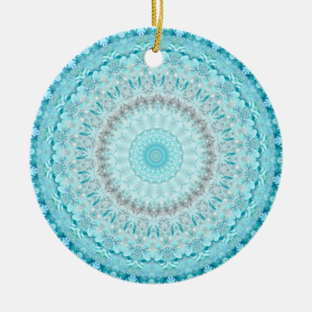 Elegant Himlar Blue Crystal Mandala Julgransprydnad Keramik (Framsidan)