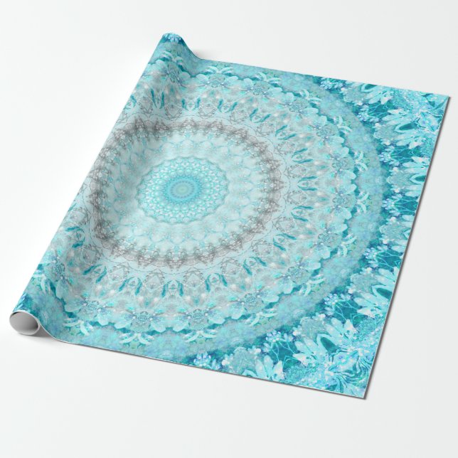 Elegant Himlar Blue Mandala  Presentpapper (Utrullad)