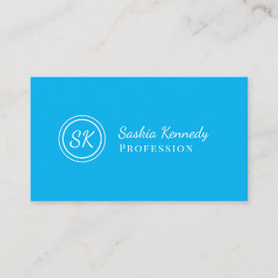 Elegant Himlar Blue Script Professionell Monogram Visitkort