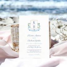 Elegant Himmel Blue Coastal Monogram Vapensköld Br
