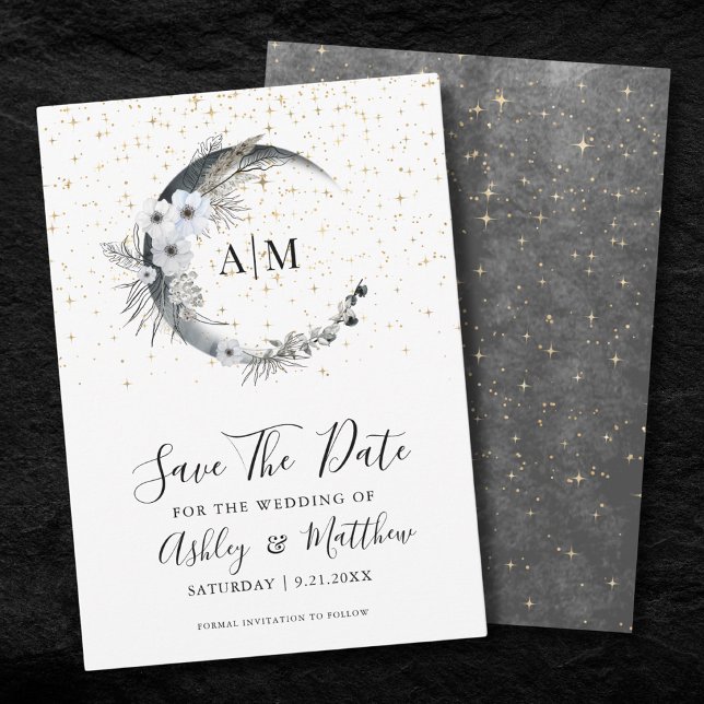 Elegant Himmelsk Bröllops Inbjudan Att Spara Datum (Elegant Celestial Wedding Save The Date Invitation)