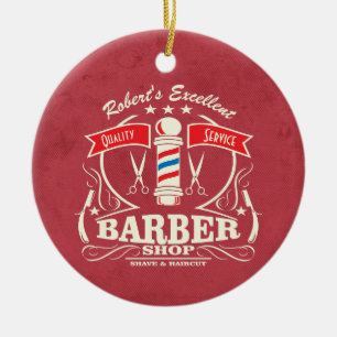 Elegant Hipster Barber Hair Stylist Haircut Julgransprydnad Keramik
