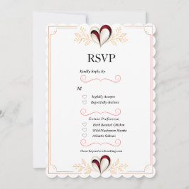 Elegant hjärtformad blommig bröllops-RSVP-kort