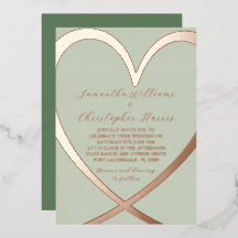Elegant Hjärtformad Bröllopsinbjudan i Roséguld oc