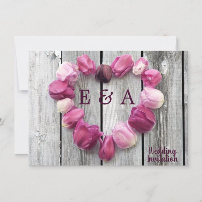 Elegant, hjärtklappa, lingträ, bröllop (Framsida)