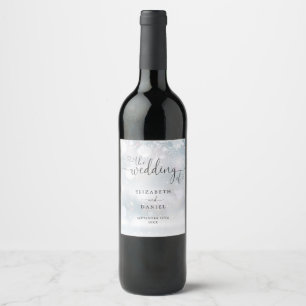Elegant hjärtskrift Vinterbröllop Vinflaska Etikett