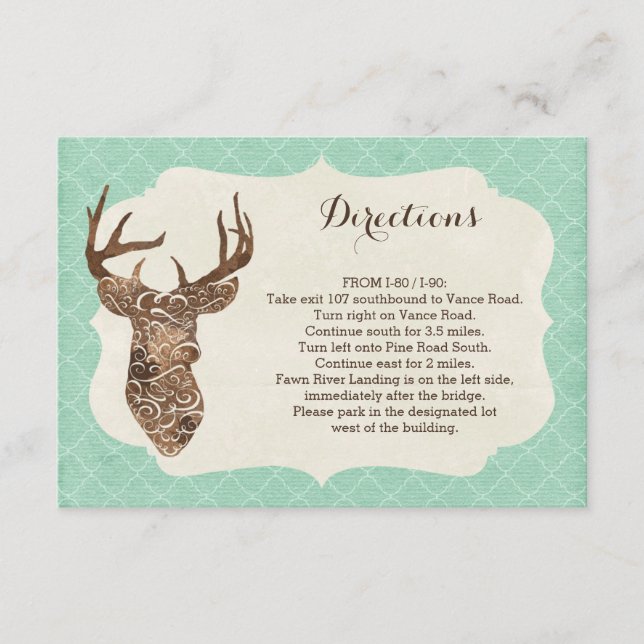 Elegant Hjort Antlers Rustic Land Directions Tilläggskort (Framsida)