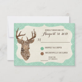 Elegant Hjort Antlers Rustic Landsbyggsbröllop OSA Kort