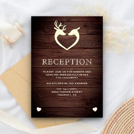 Elegant Hjort Heart Rustic Wood Reception Tilläggskort