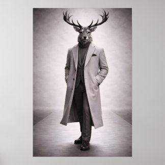Elegant hjort i skräddarsydd kappa porträtt poster