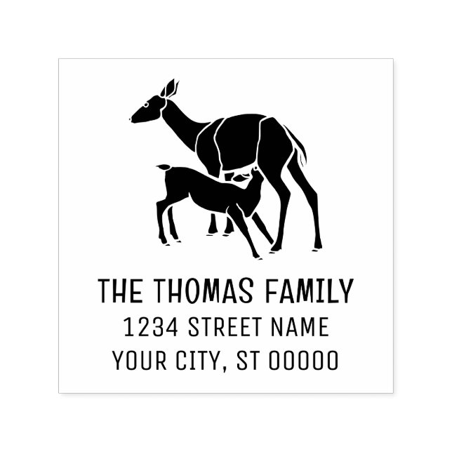 Elegant Hjort Matar Fawn Namn Adress Självfärgande Stämpel (Design)