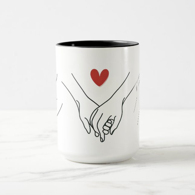  Elegant Holding Hands Romantic Couple Valentine's Mugg (Center)