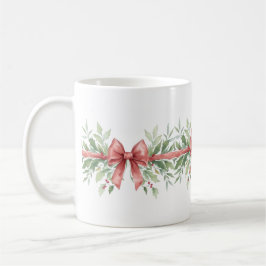 Elegant Holiday Bow with Holly Leaves Design Kaffemugg