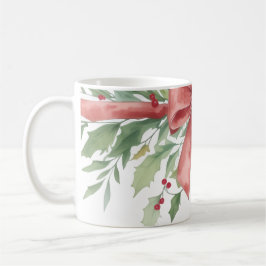 Elegant Holiday Bow with Holly Leaves Design Kaffemugg