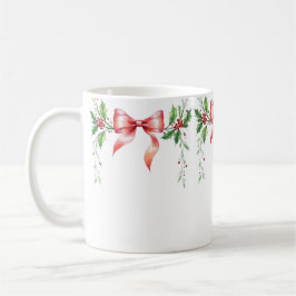 Elegant Holiday Bow with Holly Leaves Design Kaffemugg