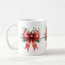 Elegant Holiday Bow with Holly Leaves Design Kaffemugg