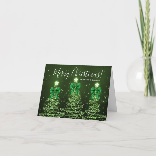 Elegant Holiday Green Christmas Trees Greeting  Helgkort (Framsida)