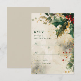 Elegant Holiday Hochzeits Holly & Ivy Guld Accents OSA Kort