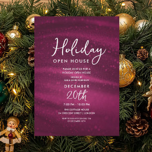 Elegant Holiday Öppet Hus Rosa Glitter Glam Inbjudningar