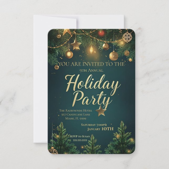 Elegant Holiday Party Invitation Inbjudningar (Framsida)