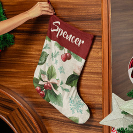 Elegant Holiday Pattern Christmas Stocking Stor Julstrumpa