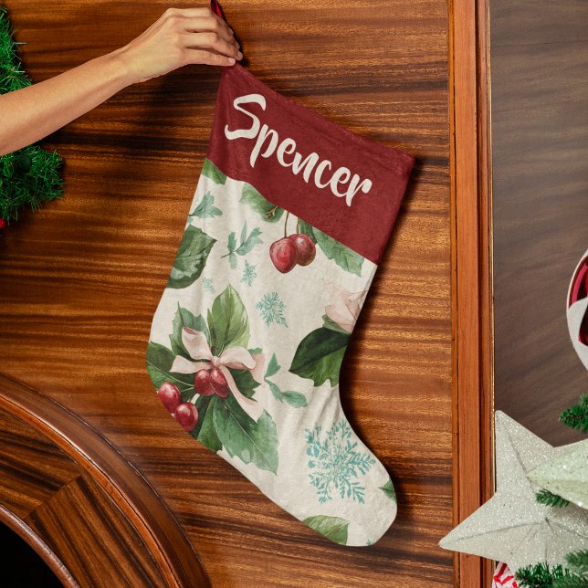 Elegant Holiday Pattern Christmas Stocking Stor Julstrumpa (Skapare uppladdad)