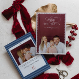 Elegant Holiday Photo Card with Scalloped Border Inbjudningar