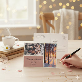 Elegant Holiday Postcard with Personalized Message Helg Vykort