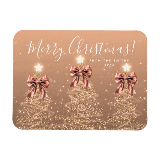 Elegant Holiday Rose Gold Christmas Trees  Magnet (Horisontell)