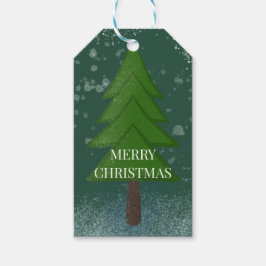 Elegant Holiday Snowy Christmas Tree Presentetikett