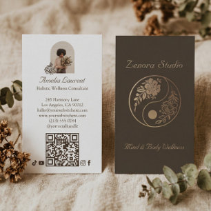 Elegant Holistisk Yin Yang Andlig Välbefinnande Fo Visitkort