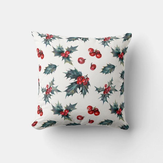 Elegant Holly Bär Jul Vinter Bär Rustik Kudde (Framsida)