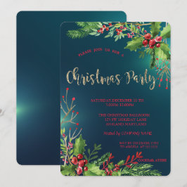 Elegant Holly Berries Company Julfest Inbjudningar