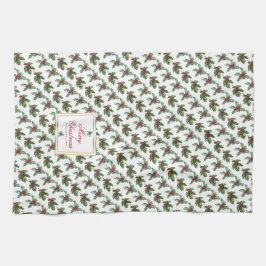 Elegant Holly Berries Mönster jul Helgdag Kökshandduk