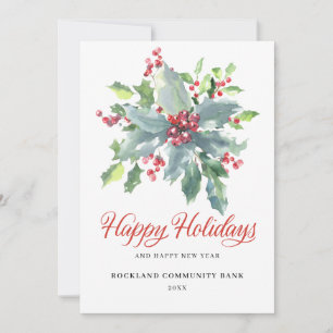 Elegant Holly Berries Non-Photo 2024 Corporate Julkort