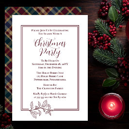 Elegant Holly | Berries Rik Plade jul Party Julkort