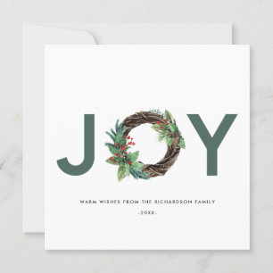 ELEGANT HOLLY BERRY GRÖNT RED JOY WREATH CHRISTMAS JULKORT