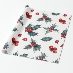 Elegant Holly Berry Holiday Jul Rustik Presentpapper