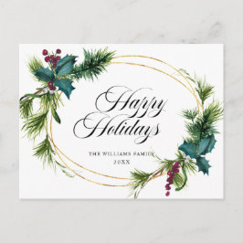Elegant Holly Berry jul Hälsning Helgdag Vykort